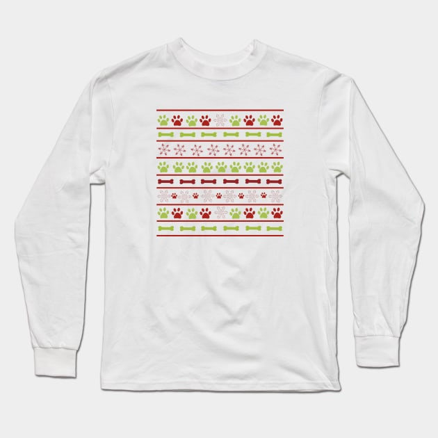 Christmas Happy new year design paw prints and snowflakes background greeting card Long Sleeve T-Shirt by GULSENGUNEL
